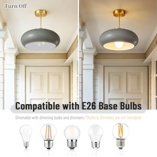Gray Semi Flush Mount Ceiling Light Mid Century Light Fixture Nursery Close to Ceiling Lights Hallway Gold Semi Flush Mount Lamp Modern Porch Glass Chandeliers Entryway Overhead Light