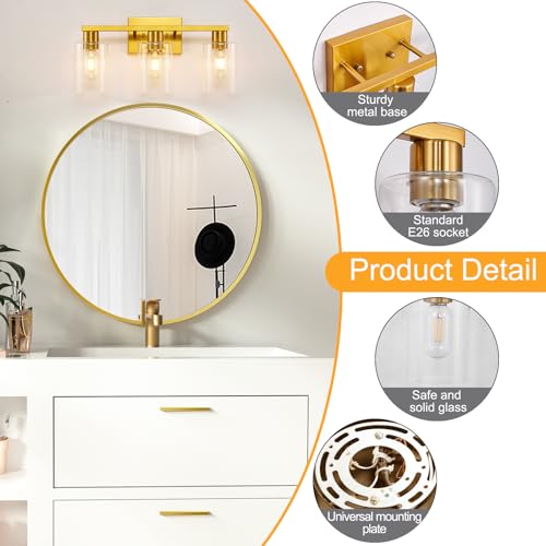 Gold 3 Light Bathroom Vanity Light