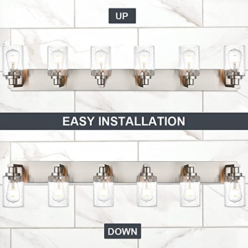 Bathroom Light Fixtures with Seeded Glass Shades