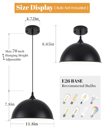 Black Pendant Lights Kitchen Island 2 Pack (2 Count)