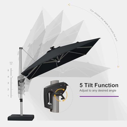 Patio Umbrella with Base Included 10' X 10' Solar Light