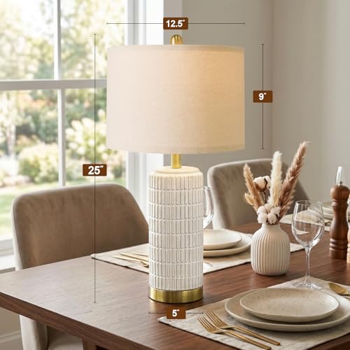 25'' Modern Table Lamps Set of 2 for Living Room with Gold Base (2 Count)