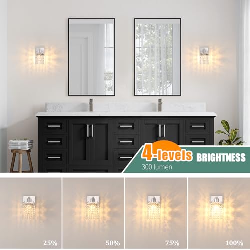 Set of 2 Crystal Battery Operated Wall Sconce (2 Count)