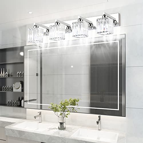 Bathroom Light Fixtures Crystal Modern Vanity Lighting Fixtures 4 Light Chrome Bathroom Vanity Light