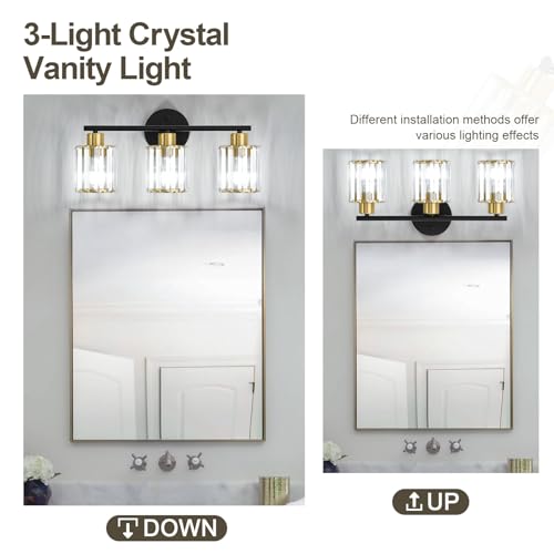 Modern Black Gold Crystal Bathroom Light Fixtures