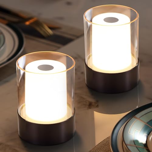 4" Black Cordless Table Lamp Set of 2 (2 Count)