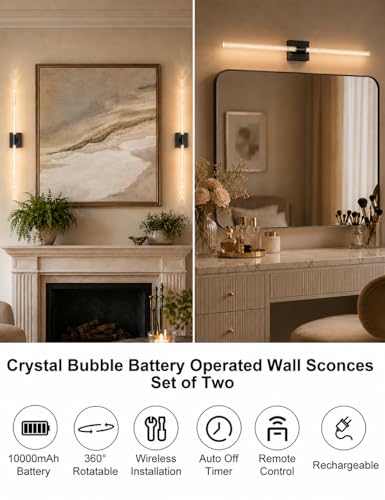 Crystal Bubble Rechargeable Wall Sconces Set of 2 (2 Count)