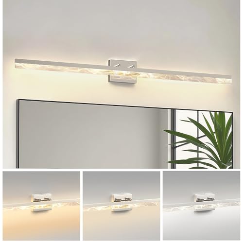 48 Inch Nickel Vanity Light Bar Over Mirror Marble Acrylic 3CCT