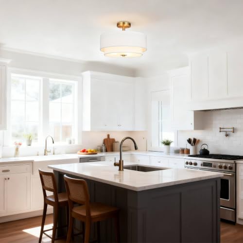 16" Drum Semi Flush Mount Light for Living Room