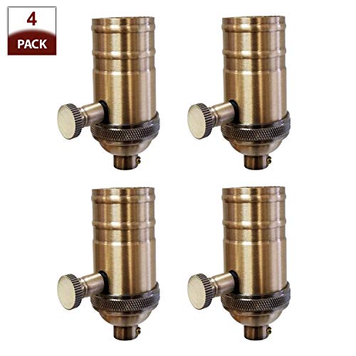 Vintage Turn Knob Dimmer Lamp Socket for Incandescent LED Bulbs (4 Count)