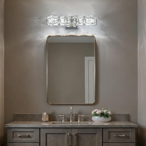 Crystal Wall Sconce Dimmable LED with Remote for Bedroom Bathroom