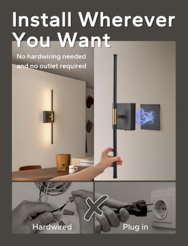 Peel and Stick Wall Sconces Battery Operated Set of 2 (2 Count)