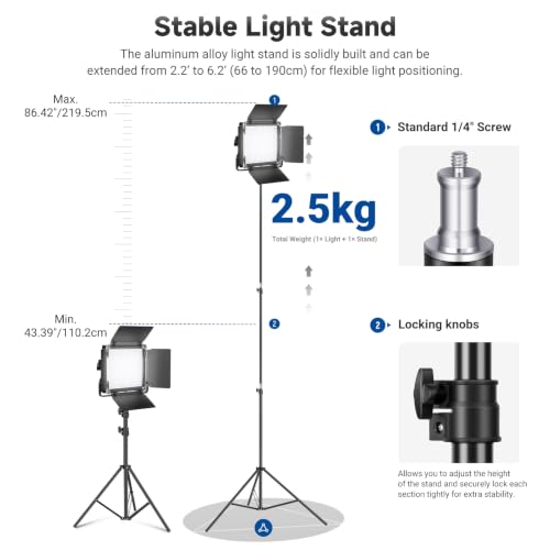 2 Pack Bi Color 660 LED Video Light and Stand Kit (2 Light and stand kit)