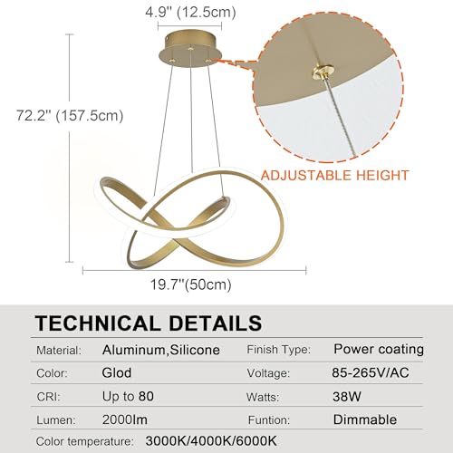 Modern LED Pendant Light with Remote & 3