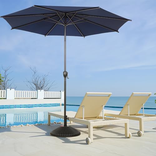 9FT Lyon Outdoor Patio Umbrella Outdoor Table Umbrella with Push Button Tilt and Crank Market Umbrella 8 Sturdy Ribs UV Protection Waterproof for Garden Deck Backyard Pool
