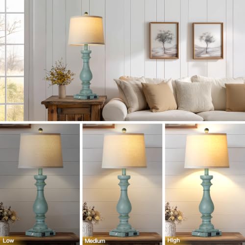 29" Tall Farmhouse Table Lamp for Living Room (Blue-1PK)