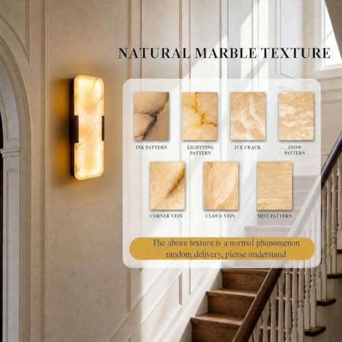 17.72”Natural Alabaster Marble Wall Sconce