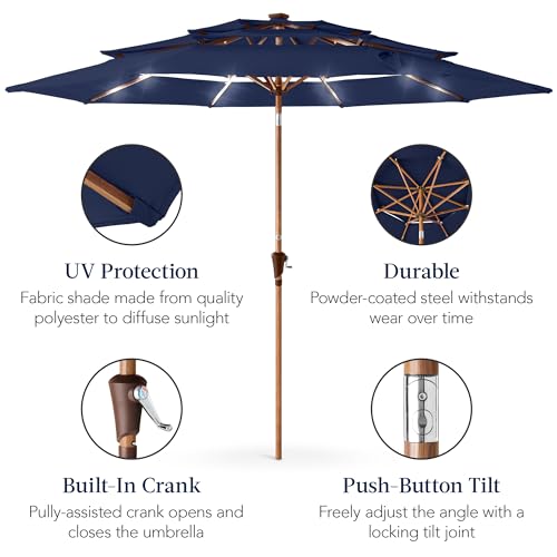 10ft 3 Tier Solar Patio Market Umbrella