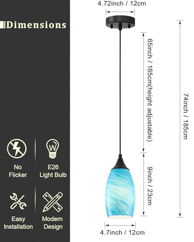 Vintage Art Lake Blue Stripe Pendant Lighting