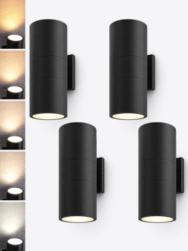 4 Pack 12 Inch 5CCT LED Cylinder Up Down Wall Light Outdoor (4 Count)