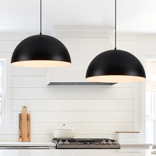 16" Black and White Industrial Pendant Lighting for Kitchen Island