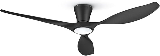 TALOYA Ceiling Fans with Lights,52 inch Modern Low Profile Ceiling Fan with Quiet Reversible DC Motor,Flush Mount,3CCT, Black Ceiling Fan for Bedroom Living Room Kitchen and Patio