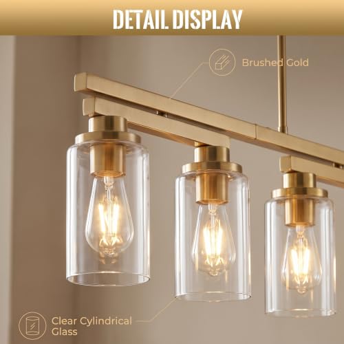 4 Light Brushed Gold Linear Chandelier