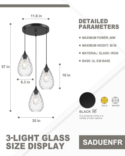 Black 3 Light Pendant Lighting