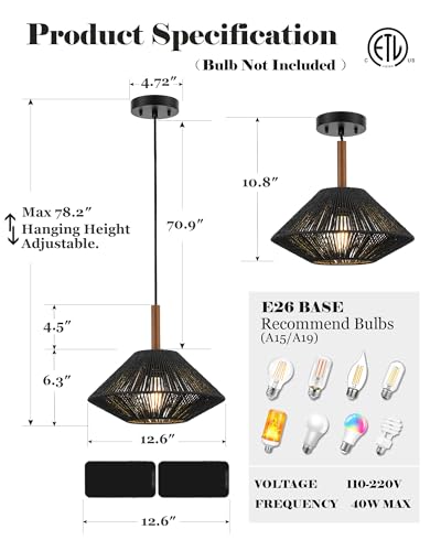 12.6" Modern Pendant Light Fixtures