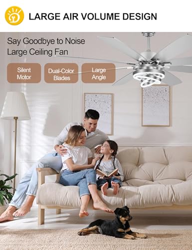 72 Inch Large Modern Ceiling Fans with Lights