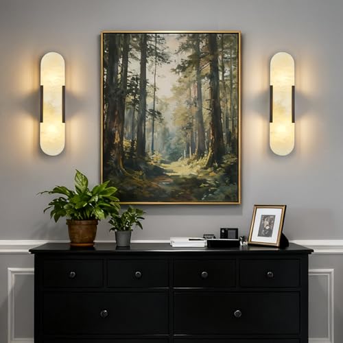 Natural Alabaster Wall Sconces Set of Two (2 Count)