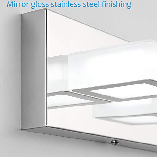 Modern LED Bathroom Vanity Lights 6 Lights Acrylic Stainless Steel LED Vanity Light Fixtures for Bathroom Lighting 6000K Cool White Light