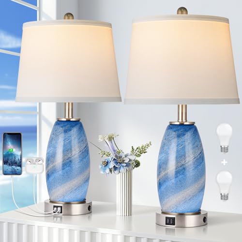 Blue Lamps Set of 2 for Living Room Bedroom (2 Count)