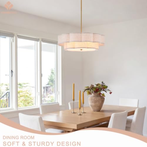 21.65" Linen Drum Chandelier