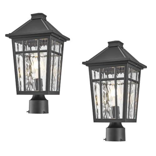 Outdoor Light Post Black Outdoor Post Light Fixtures Waterproof Aluminum Pillar Lights Outdoor 13.6 Inch Height 2 (2 Count)