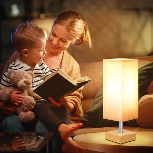 Wood Grain Small Bedside Lamp for Bedroom