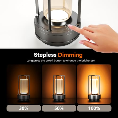 Rechargeable Cordless Small Metal Table Lamp (2 Count)