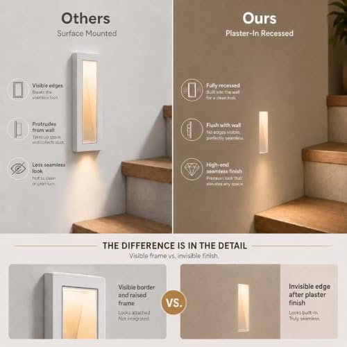 Trimless Recessed LED Step Lights Hardwired Indoor