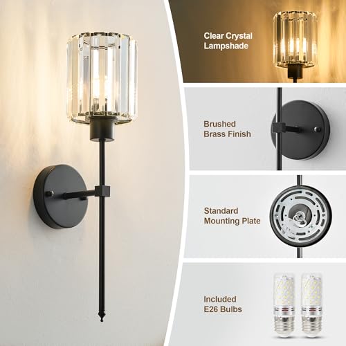 Hardwired Crystal Wall Sconces Set of 2 (2 Count)