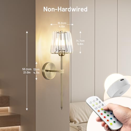 Crystal Battery Operated Wall Sconces Set of 2 (2 Count)