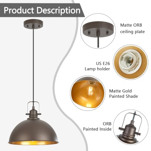 Oil Rubbed Bronze Farmhouse Dome Pendant Lights