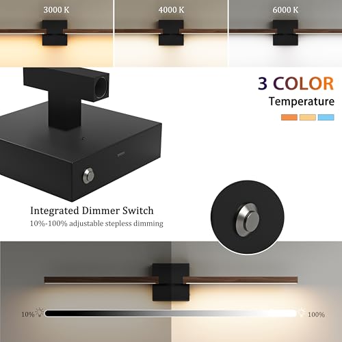 Black Walnut Rechargeable Wall Sconce with Remote Control 32 Inch