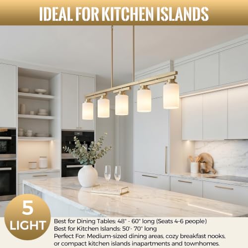 5 Light Brushed Gold Linear Chandelier