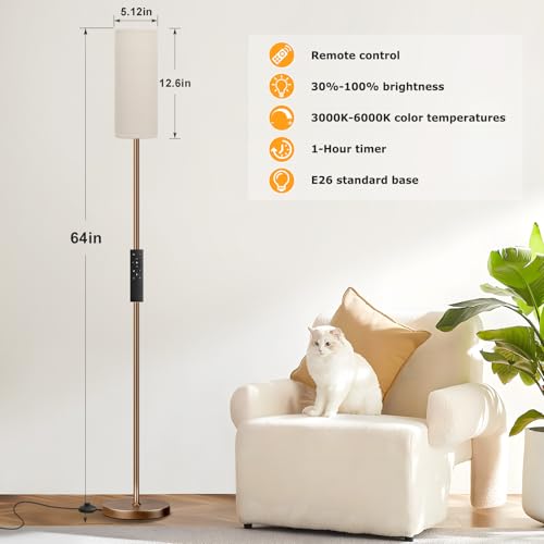 64'' Floor Lamps for Living Room with Remote Control and Stepless Dimmable Colors Temperature & Brightness