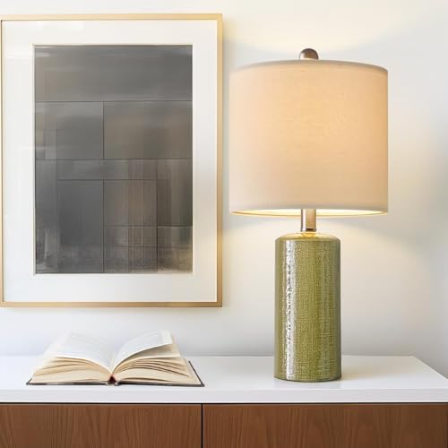 20.25" Small Single Table Lamp for Bedroom Modern Ceramic Nightstand Lamp