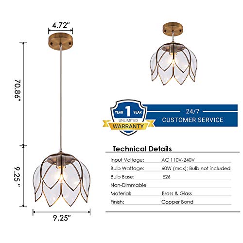 Brass Glass Ceiling Pendant Light