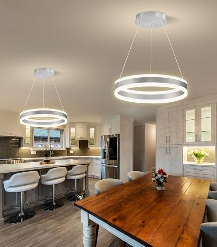 D15.7'' Modern Ring Chandelier for Dining Room LED Dimmable Pendant Lighting High Ceiling Chandelier for Living Room Foyer Bedroom Entryway 3000K
