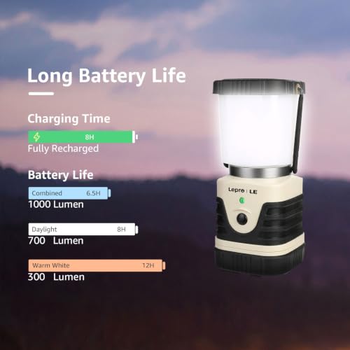 1000LM LED Camping Lantern Rechargeable with 4 Light Modes