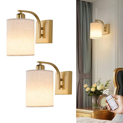 Gold Rechargeable Wall Sconces Set of 2 with Remote (2 Count)