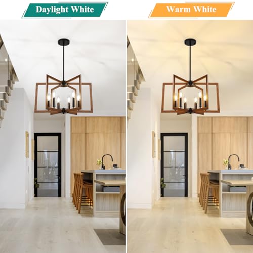 20" 62" Height Adjustable Wood Grain Kitchen Chandelier for Dining Room